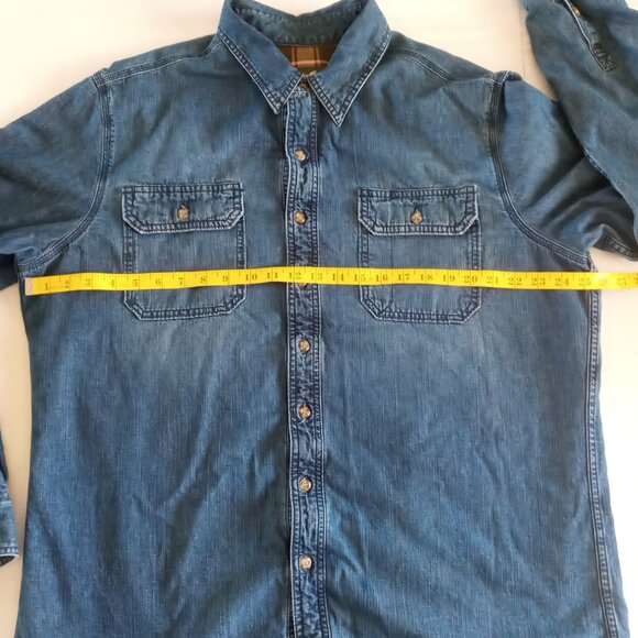 Vintage Eddie Bauer Denim plaid lined button up Shirt size XL Tall - Picture 3 of 9